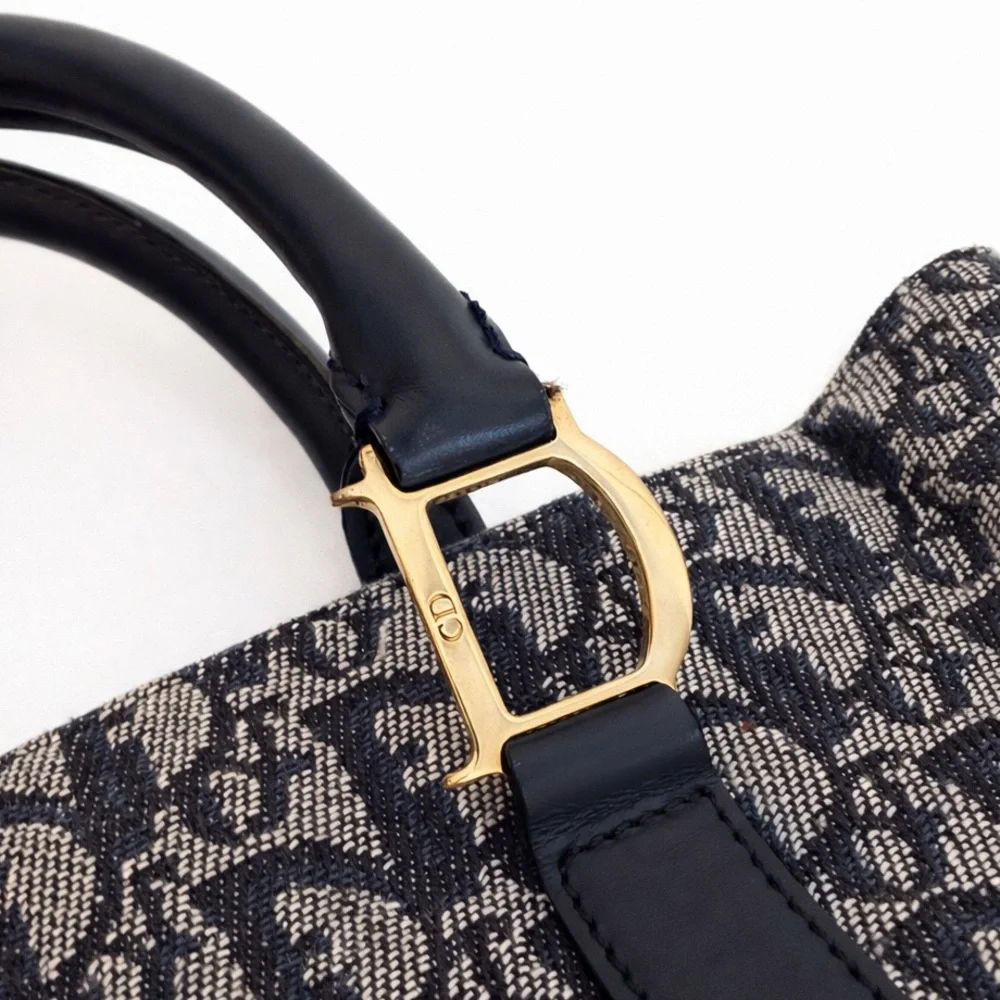 Dior • Diorissimo Trotter Canvas Tote in Navy/Navy Leather